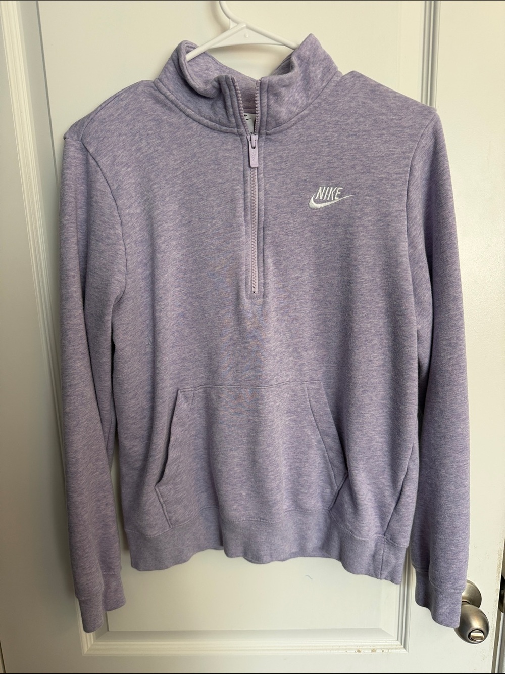 Nike Sportswear Lavender Half Zip Fleece Pullover Mock Neck Kangaroo Pocket Swoo